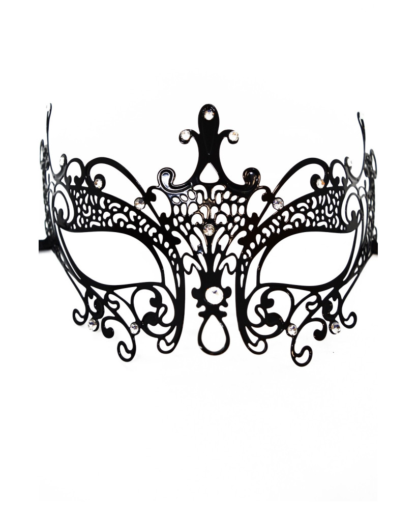 Masque vénitien Lucia rigide noir  avec strass  